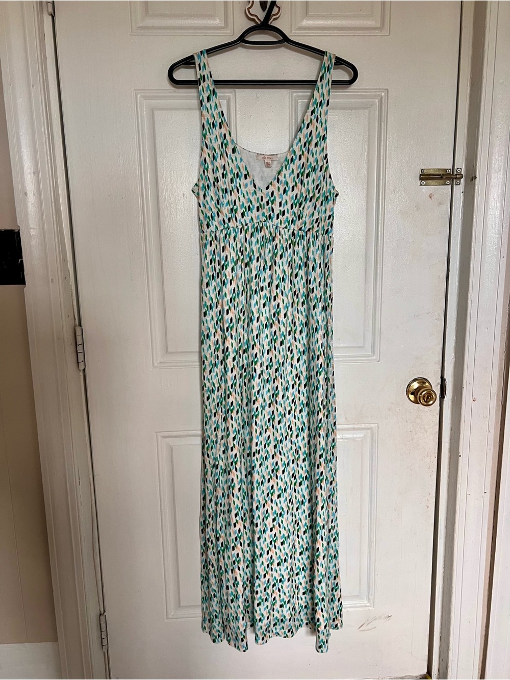 Ella Moss | Sleeveless V-Neck Maxi Dress in Teal & White